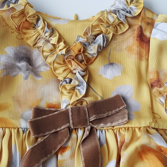 Patachou ! Girls Yellow Floral Chiffon Dress ( 3YRS) - Picture 10 of 11